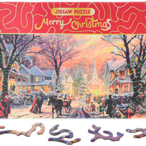 PUZZLE Merry Christmas Zasněžená ulice 75x50cm 468 dílků skládačka v krabici