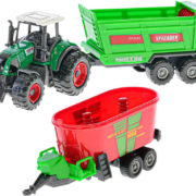 Traktor 9cm set se 2 vlečkami 4 druhy plast v krabici
