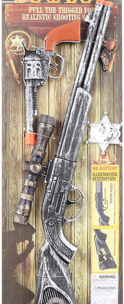 Kovbojská sada velká puška 50cm s pistolí a doplňky plast