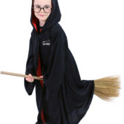 KARNEVAL Šaty plášť kouzelník 3-7 let (104-136cm) s kapucí a brýlemi *KOSTÝM*