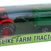 Traktor zemědělský 9cm set s vlečkou 4 druhy v krabici plast