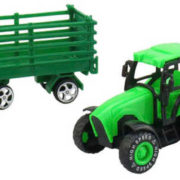 Traktor zemědělský 9cm set s vlečkou 4 druhy v krabici plast