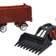 Traktor zemědělský 9cm set s vlečkou a nástrojem 4 druhy v krabici plast