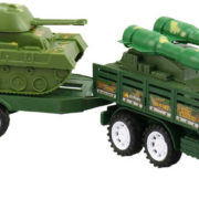 Auto army set s přívěsem a tankem vojenská technika plast blistr