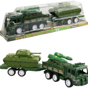 Auto army set s přívěsem a tankem vojenská technika plast blistr