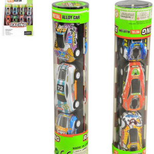 Auto kovové závodní 7cm zpětný chod set 6ks závodnička různé druhy v tubě