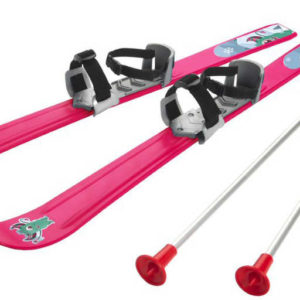 PLASTKON Lyže carvingové Baby Ski 90cm Růžové s vázáním a holemi