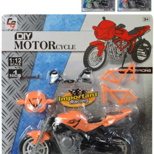 Motorka závodní k sestavení 18cm 3 barvy na kartě plast