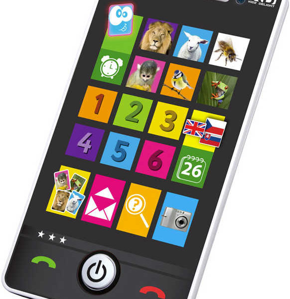 Telefon smartphone dětský dotykový 4 hry naučný na baterie CZ/SK/AJ Zvuk