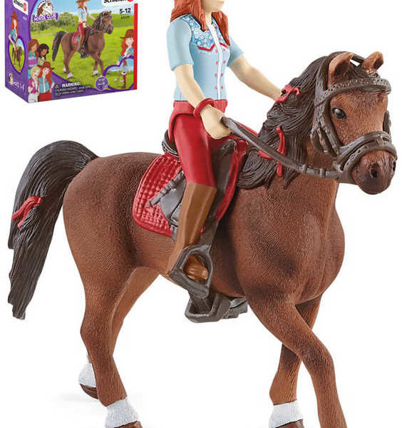 SCHLEICH Hannah na koni figurka ručně malovaná herní set s doplňky plast