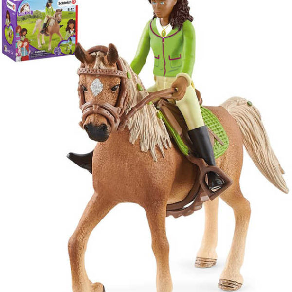 SCHLEICH Sarah na koni figurka ručně malovaná herní set s doplňky plast