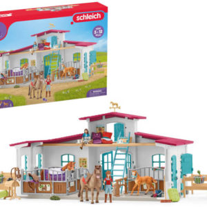 SCHLEICH Stáj u jezera herní set se 3 koníky a 2 figurkami s doplňky plast