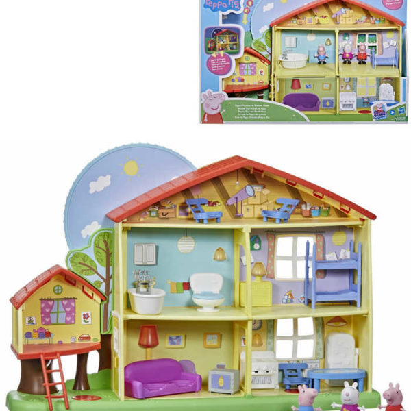 HASBRO Peppin domeček set se 3 figurkami Peppa Pig na baterie Světlo Zvuk