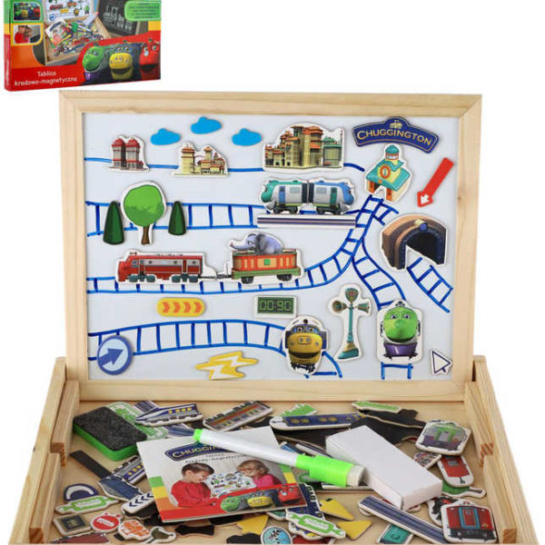 Tabule magnetická Chuggington set s magnety a křídami 2v1