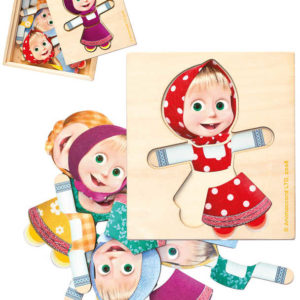 BINO DŘEVO Šatní skříň Máša a medvěd vkládací puzzle 18 dílků v boxu