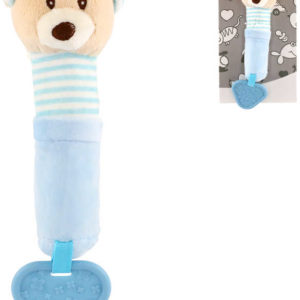 PLYŠ Pískátko baby kousátko medvěd 21cm modrý pro miminko