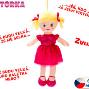 Panenka Viktorka soft textilní tmavě růžová hadrová látková na baterie CZ Světlo Zvuk