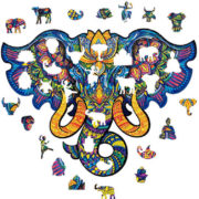 PUZZLER DŘEVO Posvátný slon 30x21cm dekorativní barevná skládačka 160 dílků