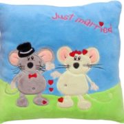 PLYŠ Polštářek myšky Love 25x25cm Just Married 2 barvy *PLYŠOVÉ HRAČKY*