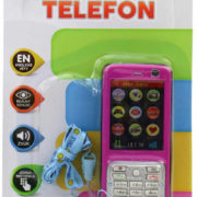 Telefon dětský 11cm tlačítkový mobil na baterie AJ Zvuk 4 barvy na kartě
