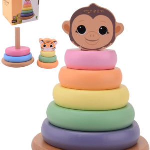 JOUECO DŘEVO Baby pyramida navlékací věžička Zvířátka *DŘEVĚNÉ HRAČKY*