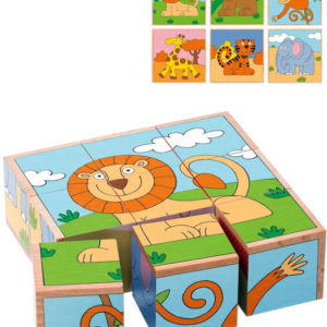WOODY DŘEVO Kubus Exotická zvířata obrázkové kostky set 9ks v krabici