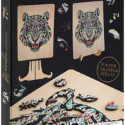 DŘEVO Puzzle obrysové na desce Tygr 135 dílků set skládačka se stojánkem