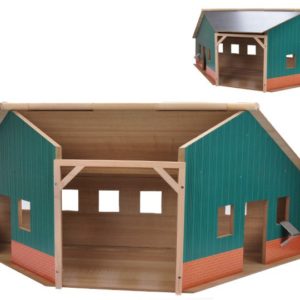 KIDS GLOBE Garáž rohový přístřešek pro traktory 1:16 DŘEVĚNÁ STAVEBNICE