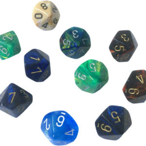 CHESSEX Hrací kostka mramorová 10 stěn různé barvy plast