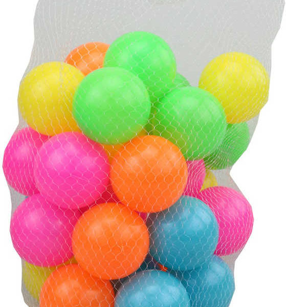 Míčky soft barevné do hracího koutu (bazénku) 7cm set v síťce