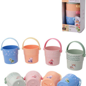 JOUECO Stohovací kelímky baby zvířátka set 4ks do vody pro miminko plast