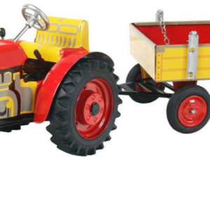 KOVAP Traktor Zetor retro model 1:25 plechový Červený na klíček Kov 0395
