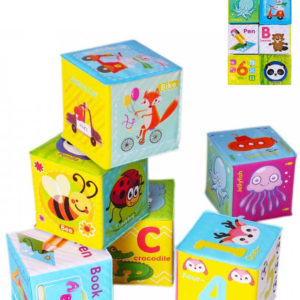 BAM BAM Baby kostky soft měkké 7cm obrázkové set 6ks pro miminko