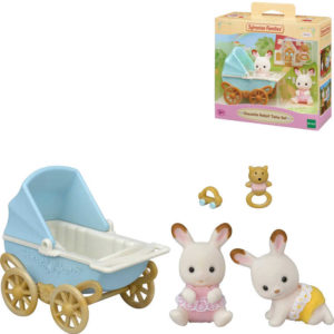Sylvanian Families dvojčata Chocolate králíků set s kočárkem a doplňky v krabici