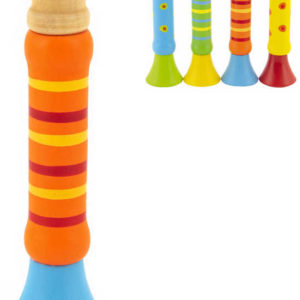 DŘEVO Píšťalka barevná trumpetka 12cm 4 barvy *DŘEVĚNÉ HRAČKY*