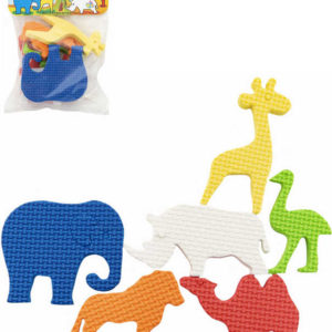 Vodolepky pěnové ZOO safari zvířátka set 6ks na koupání do vany v sáčku