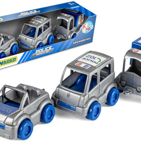 WADER Kid Cars auto baby policejní 10cm set 3ks v krabici plast