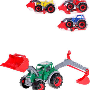 Traktor barevný nakladač s rypadlem 45cm 2 lžíce na písek 4 barvy plast