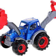 Traktor barevný nakladač s rypadlem 45cm 2 lžíce na písek 4 barvy plast