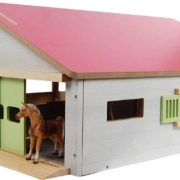 KIDS GLOBE Stáj pro koně 62x56cm DŘEVĚNÁ STAVEBNICE