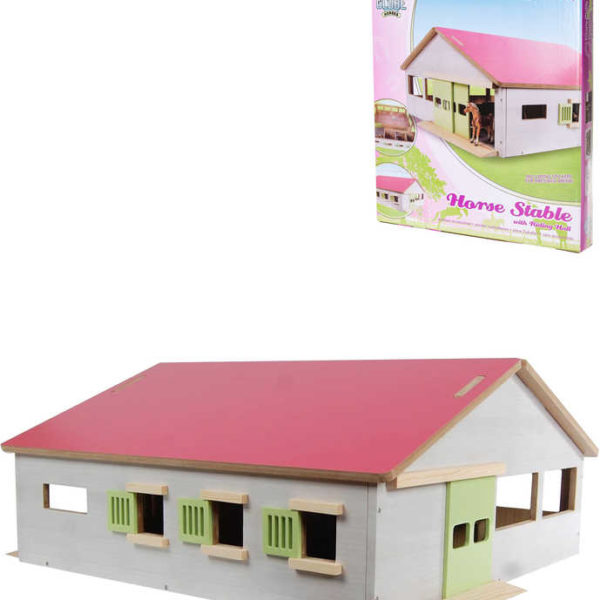 KIDS GLOBE Stáj pro koně 62x56cm DŘEVĚNÁ STAVEBNICE