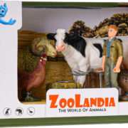 Zoolandia farma herní set zvířátka 4ks s farmářem a doplňky plast