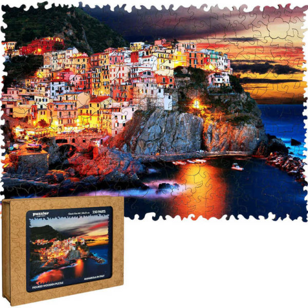 PUZZLER DŘEVO Manarola v Itálii 30x21cm dekorativní skládačka 250 dílků