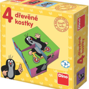 DINO DŘEVO Kostky obrázkové Krtek (Krteček) 4ks kubus *DŘEVĚNÉ HRAČKY*