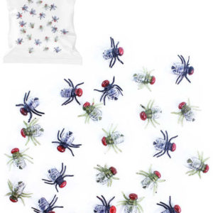 Moucha malá gumová 1,5cm set 24ks dekorace Halloween hmyz v sáčku