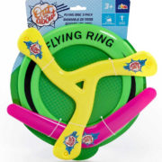 Létající házecí disk frisbee a bumerang set 3ks plast