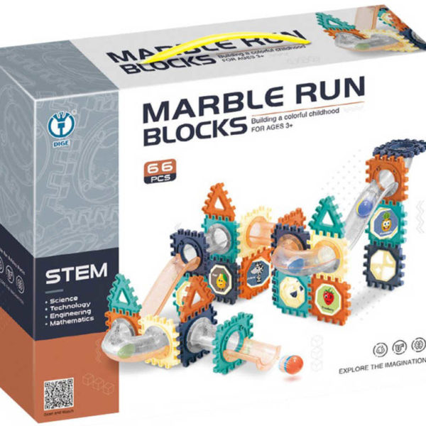 Kuličkodráha Marble Run Blocks 2D/3D stavebnice 66 dílků v krabici