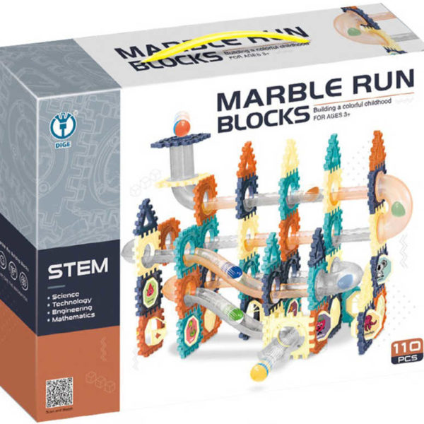 Kuličkodráha Marble Run Blocks 2D/3D stavebnice 110 dílků v krabici