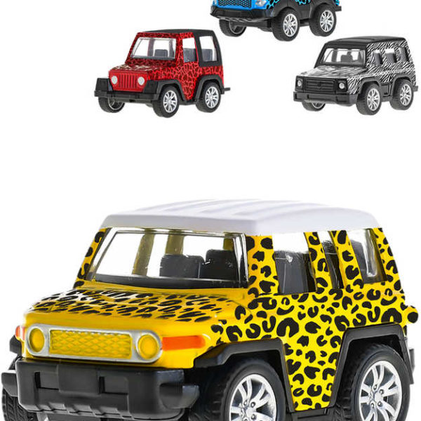 Auto s potiskem safari kovové 7cm zpětný chod 4 druhy