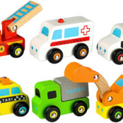 DŘEVO Autíčko 10cm baby set 6ks doplněk k vláčkodráze *DŘEVĚNÉ HRAČKY*